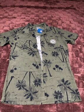 Olive Tropical Print Men’s Shirt